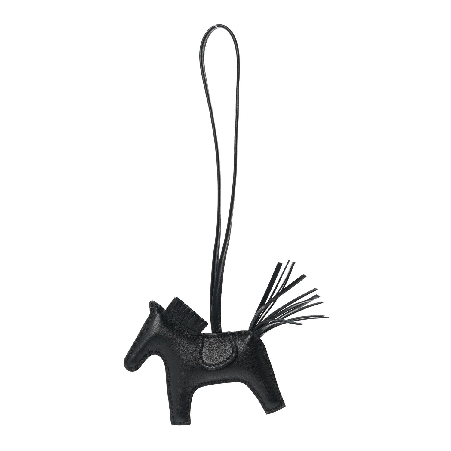 Hermes Milo Lambskin Grigri Rodeo Horse Bag Charm PM So Black 1 of 4