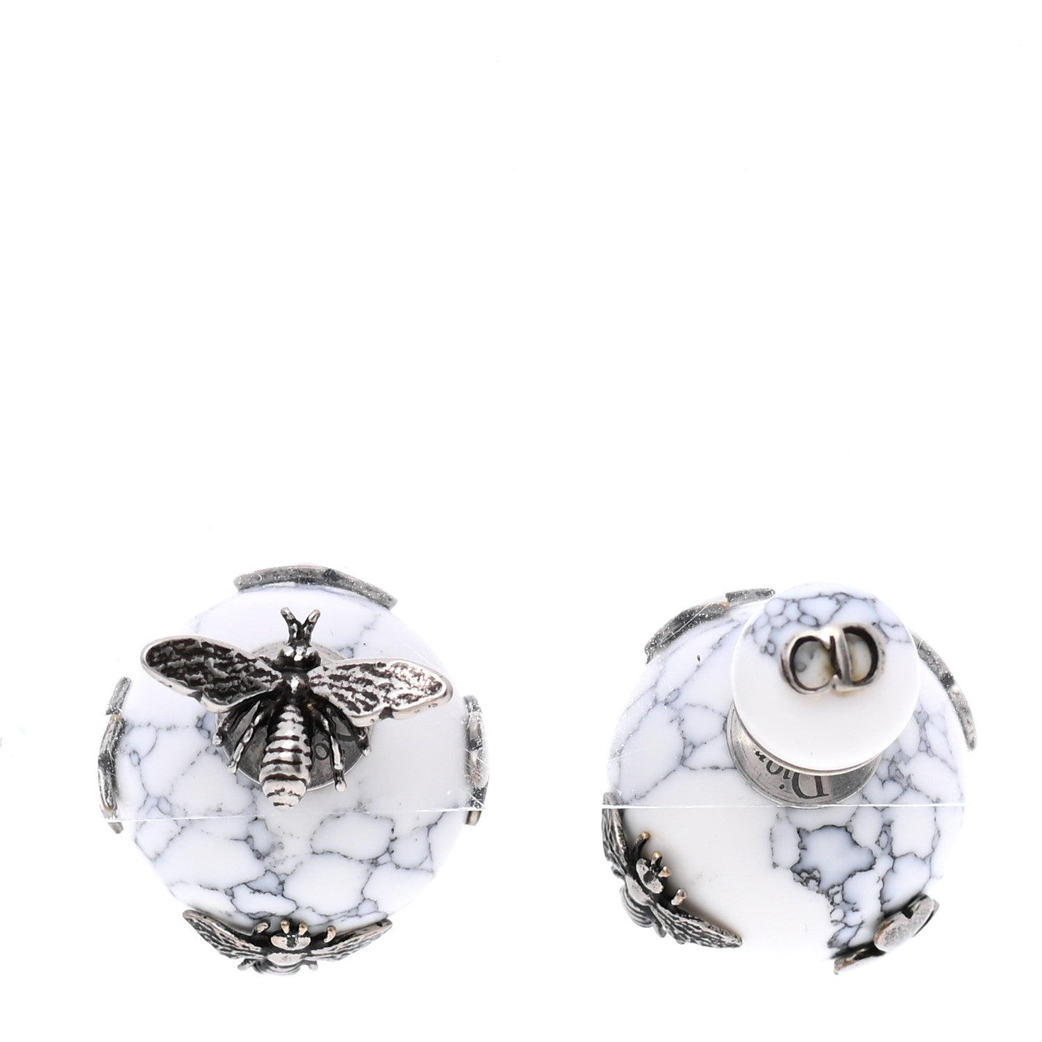 Christian Dior Marble Mise En Dior Tribal Bee Earrings White 1 of 4