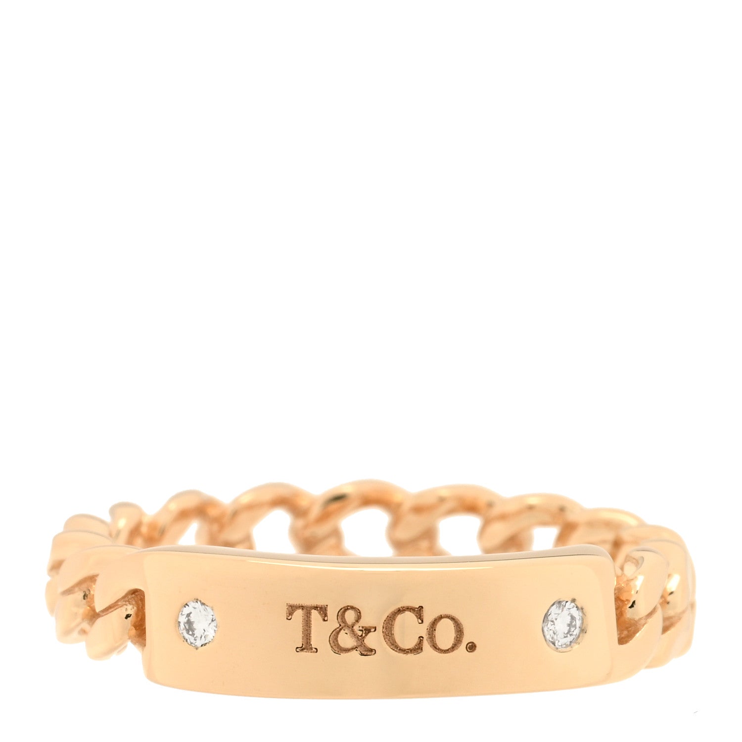 Tiffany 18K Rose Gold Diamond Micro Link Ring 47 4 1 of 5