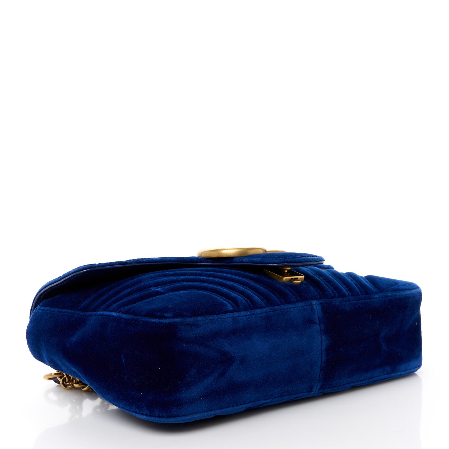Velvet Matelasse Medium GG Marmont Shoulder Bag Cobalt Blue