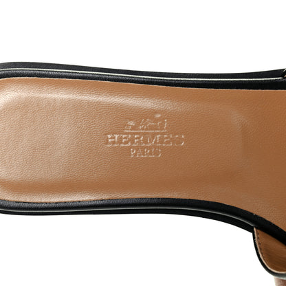 Hermes Box Calfskin Oran Sandals 36.5 Black 7 of 12
