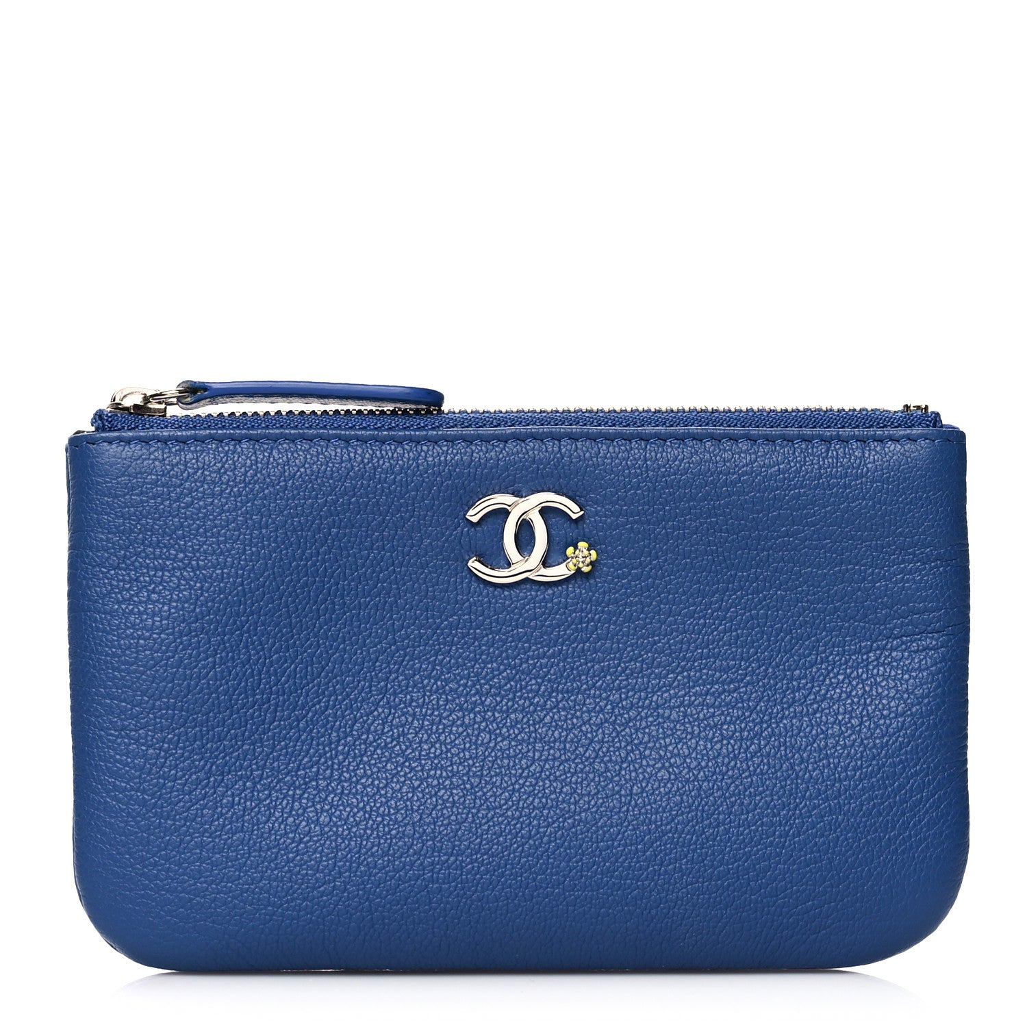 Chanel Goatskin Small CC Clover Cosmetic Case Blue 1 of 8