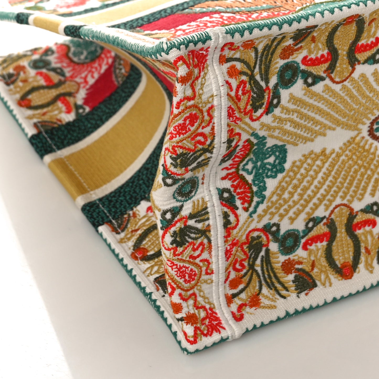 Canvas Embroidered Heart Lights Medium Book Tote Multicolor