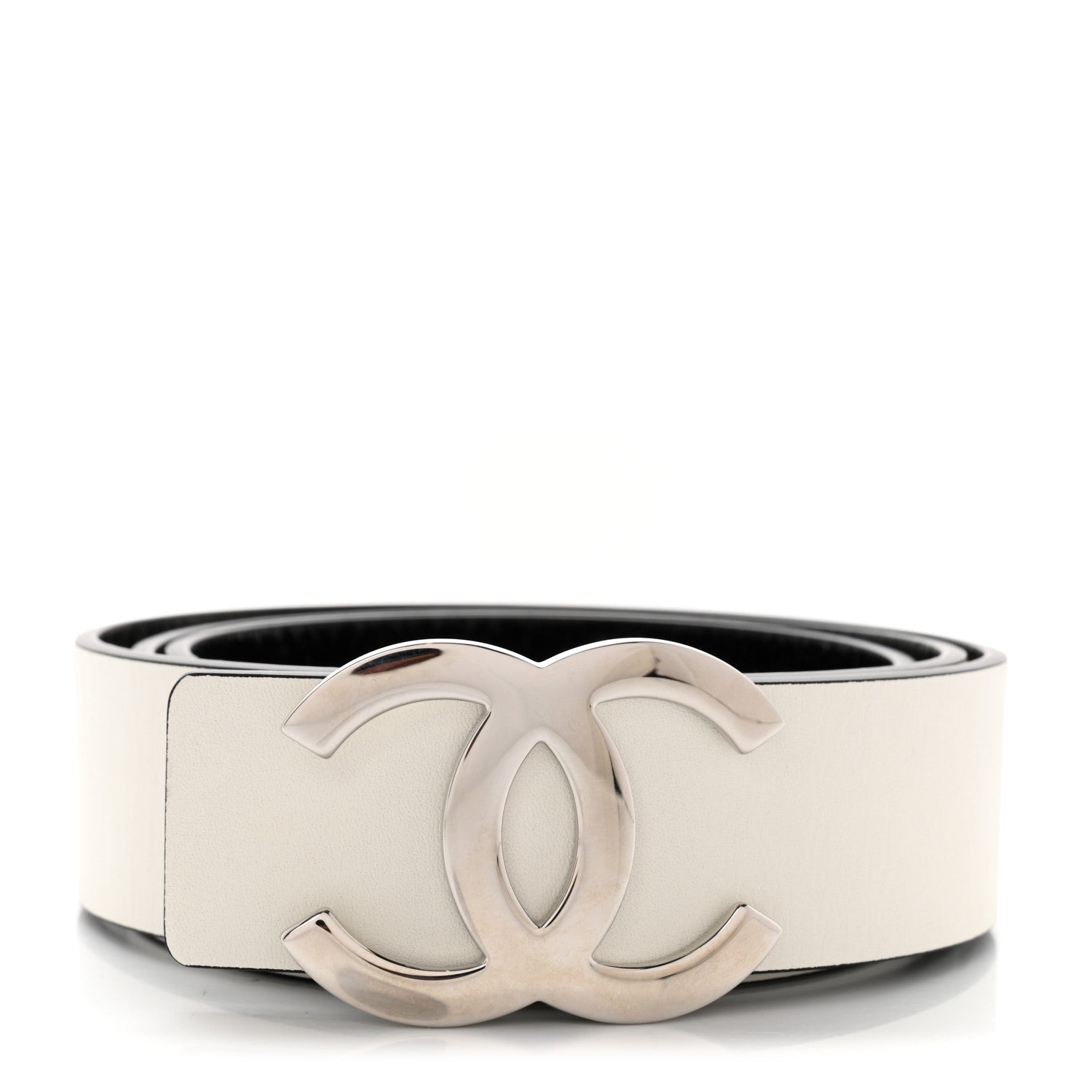 Chanel Patent Calfskin CC Reversible Belt 90 Black White 1 of 9