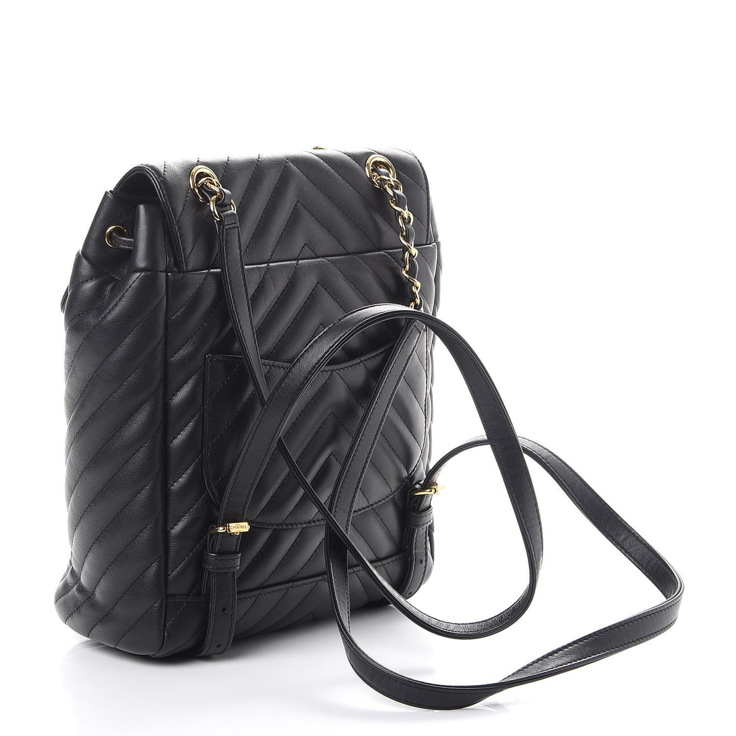 Calfskin Chevron Quilted Small Urban Spirit Backpack Black