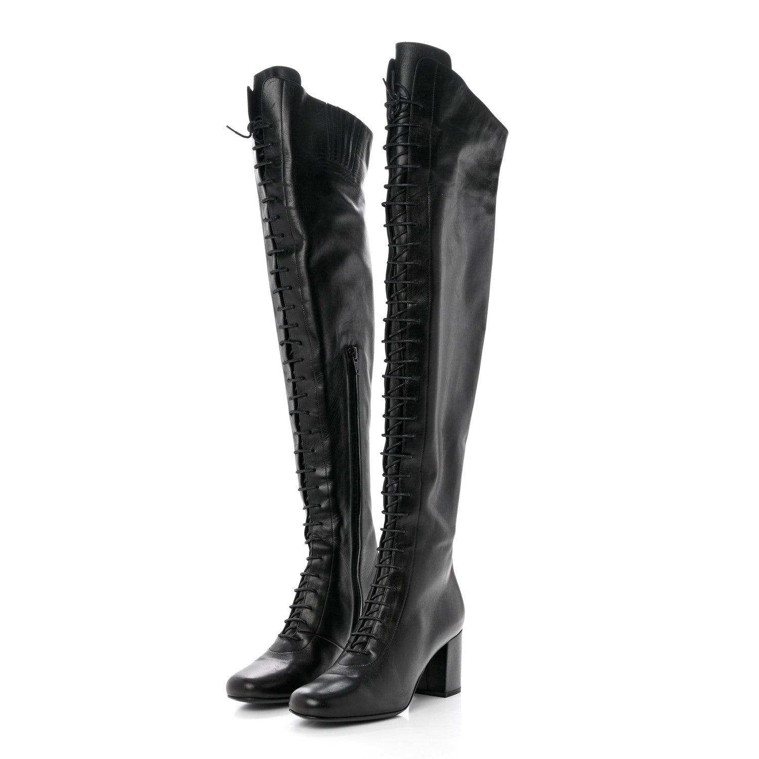 Saint Laurent Calfskin Babies 70 Lace-Up Boots 36.5 Black 3 of 7