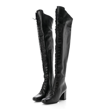 Saint Laurent Calfskin Babies 70 Lace-Up Boots 36.5 Black 3 of 7