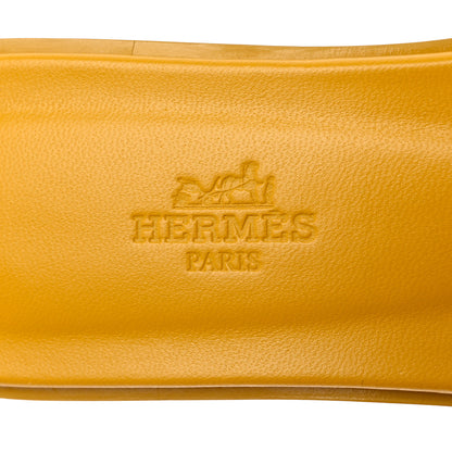 Hermes Calfskin Oran Sandals 37.5 Jaune Topaze 7 of 9