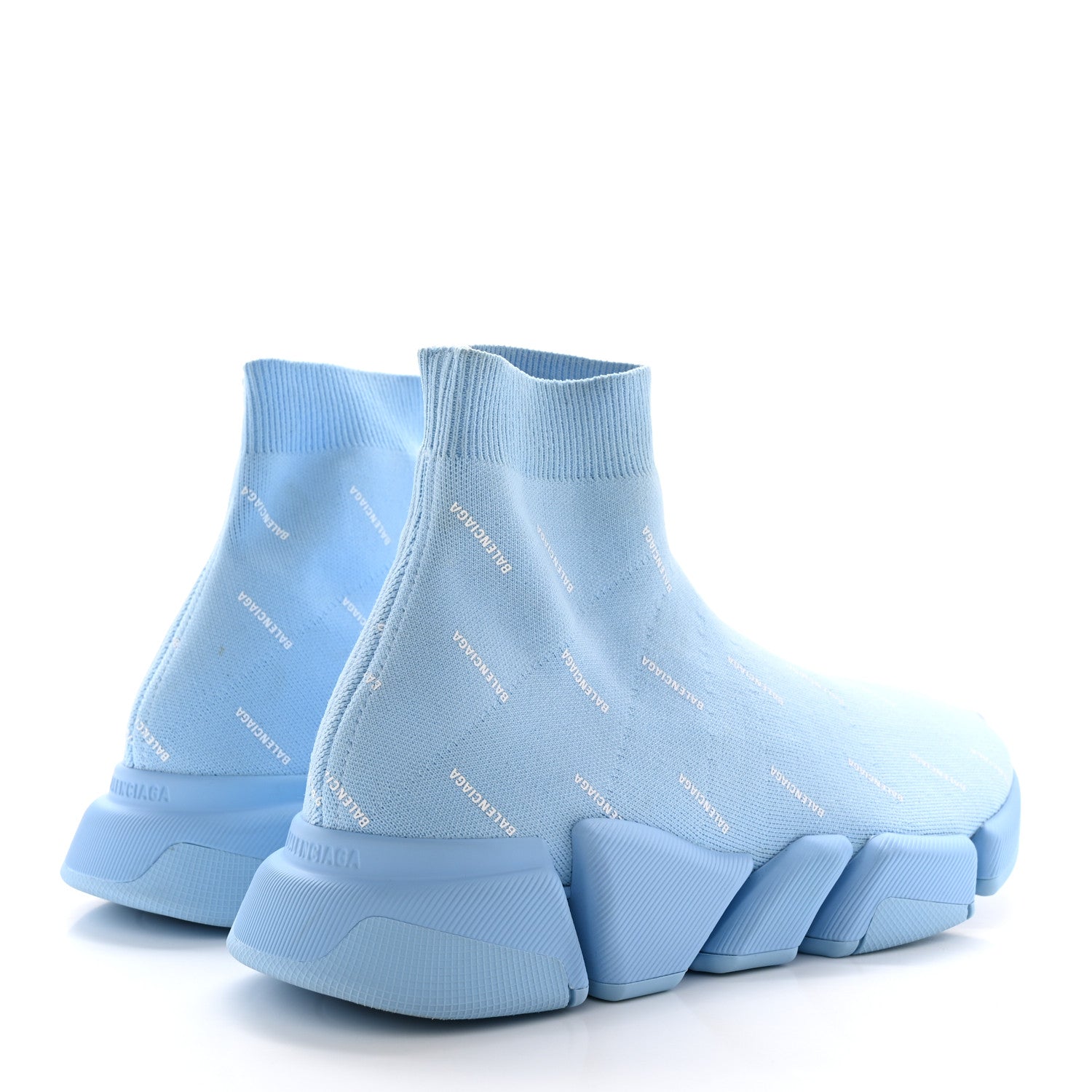 Balenciaga Technical 3D Recycled Knit Allover Logo Mens Speed 2.0 Sneakers 44 Soft Blue White 4 of 15