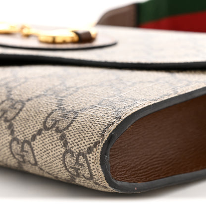 Gucci GG Supreme Monogram Azalea Calfskin Web Small Horsebit 1955 Crossbody Bag Beige Ebony Brown Sugar 10 of 10