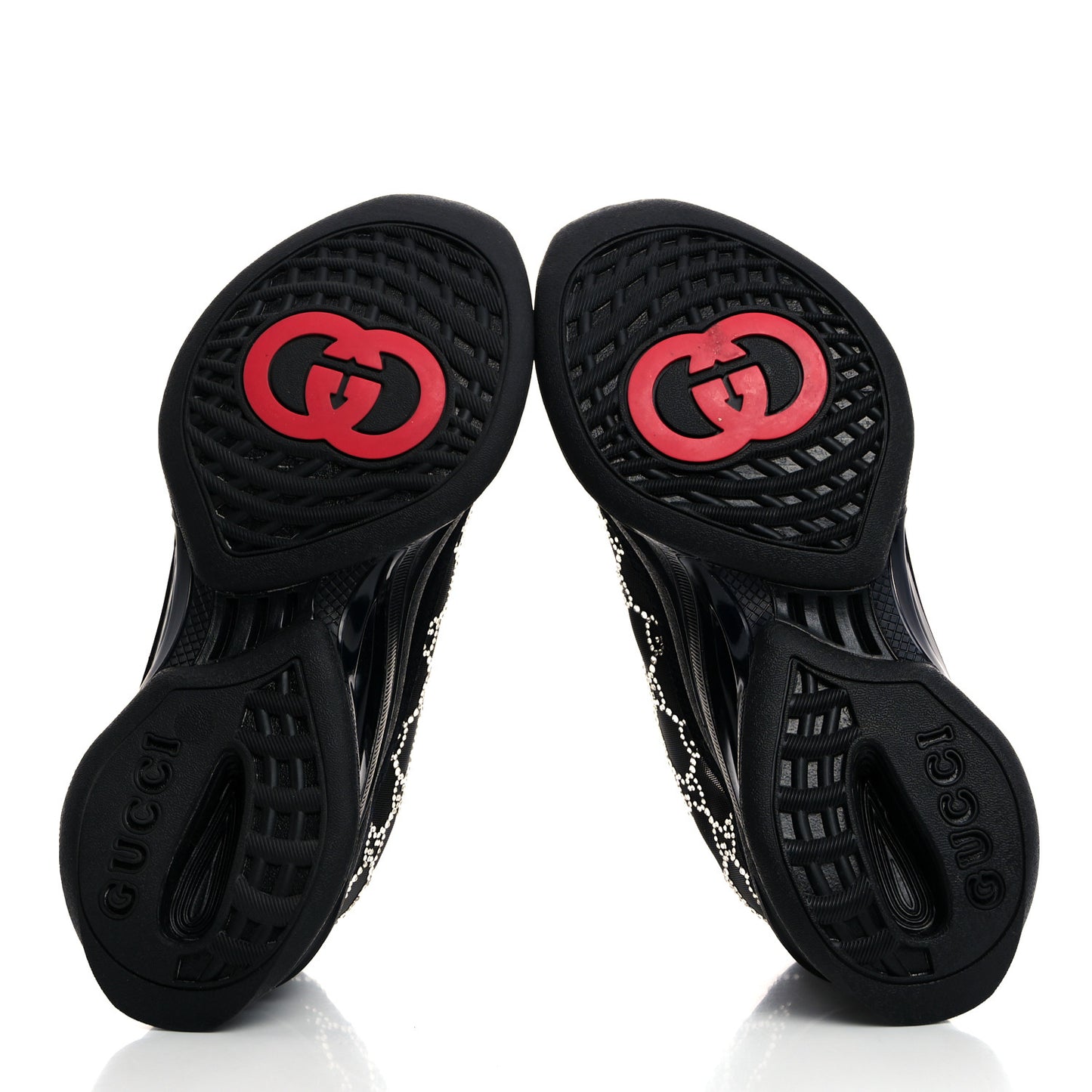 Tela Retino Mesh Crystal Suede GG Monogram Womens Gucci Run Sneakers 36 Black Silver