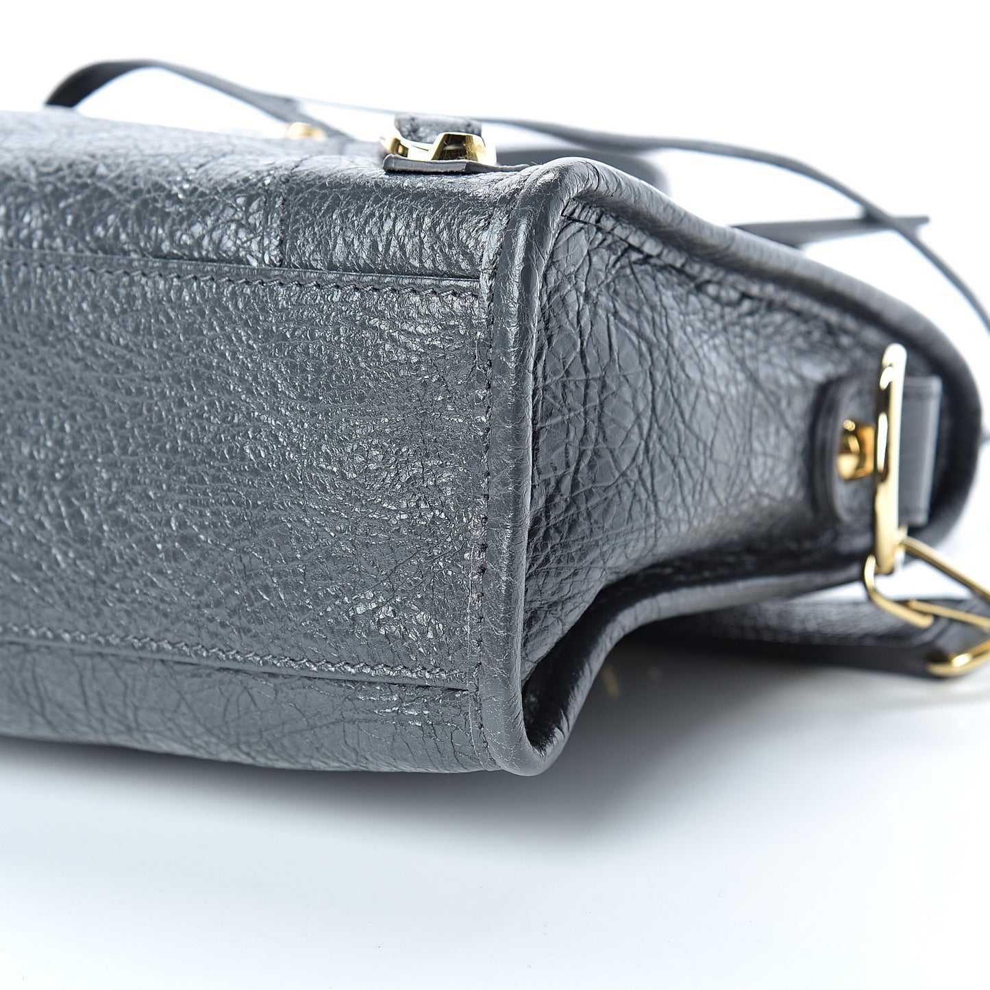 Agneau Classic Gold Hardware Mini City Gris Fossile