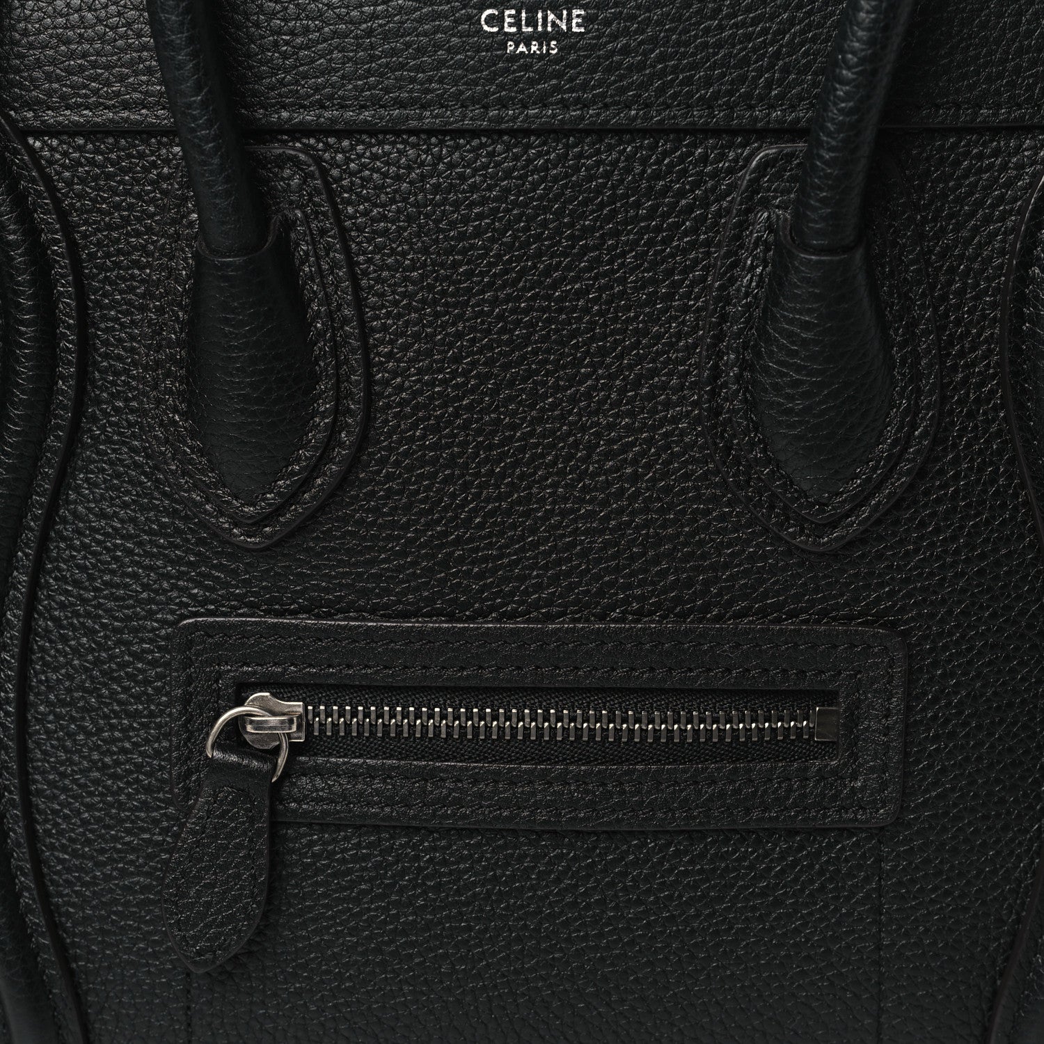 Celine Drummed Calfskin Nano Luggage Black 8 of 10