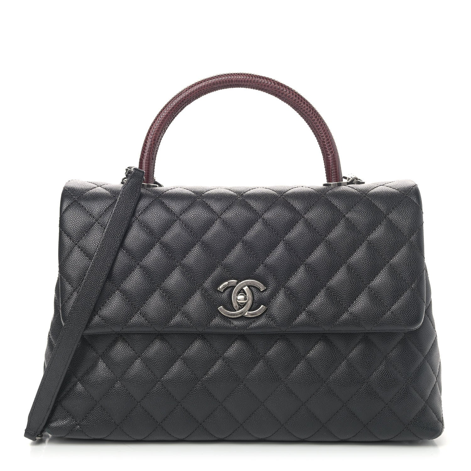 Chanel Caviar Lizard Quilted Medium Coco Handle Flap Black 1 of 13