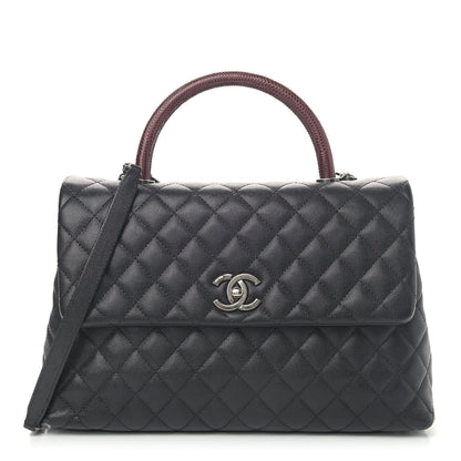 Chanel Caviar Lizard Quilted Medium Coco Handle Flap Black 1 of 13