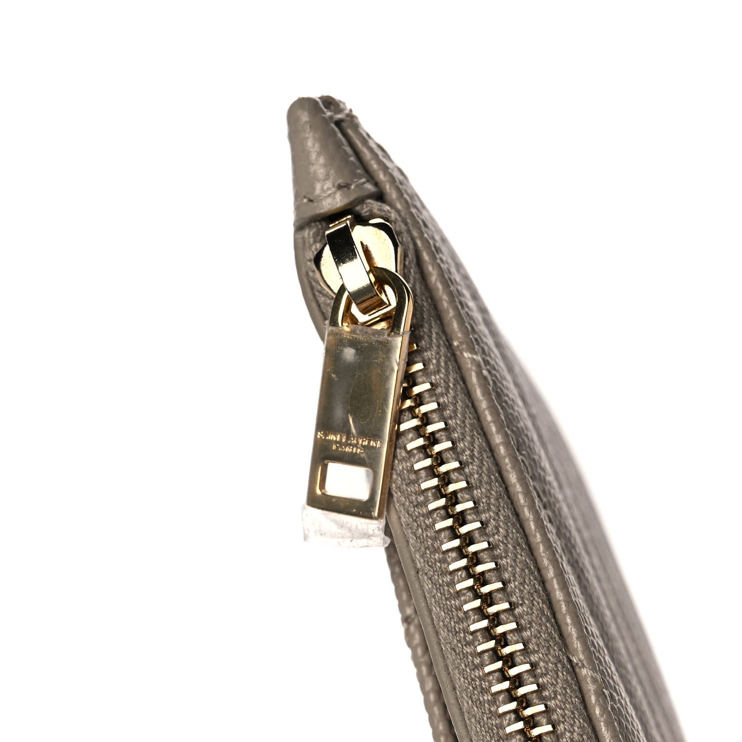 Saint Laurent Grain De Poudre Chevron Monogram Bill Pouch Sea Salt 9 of 10