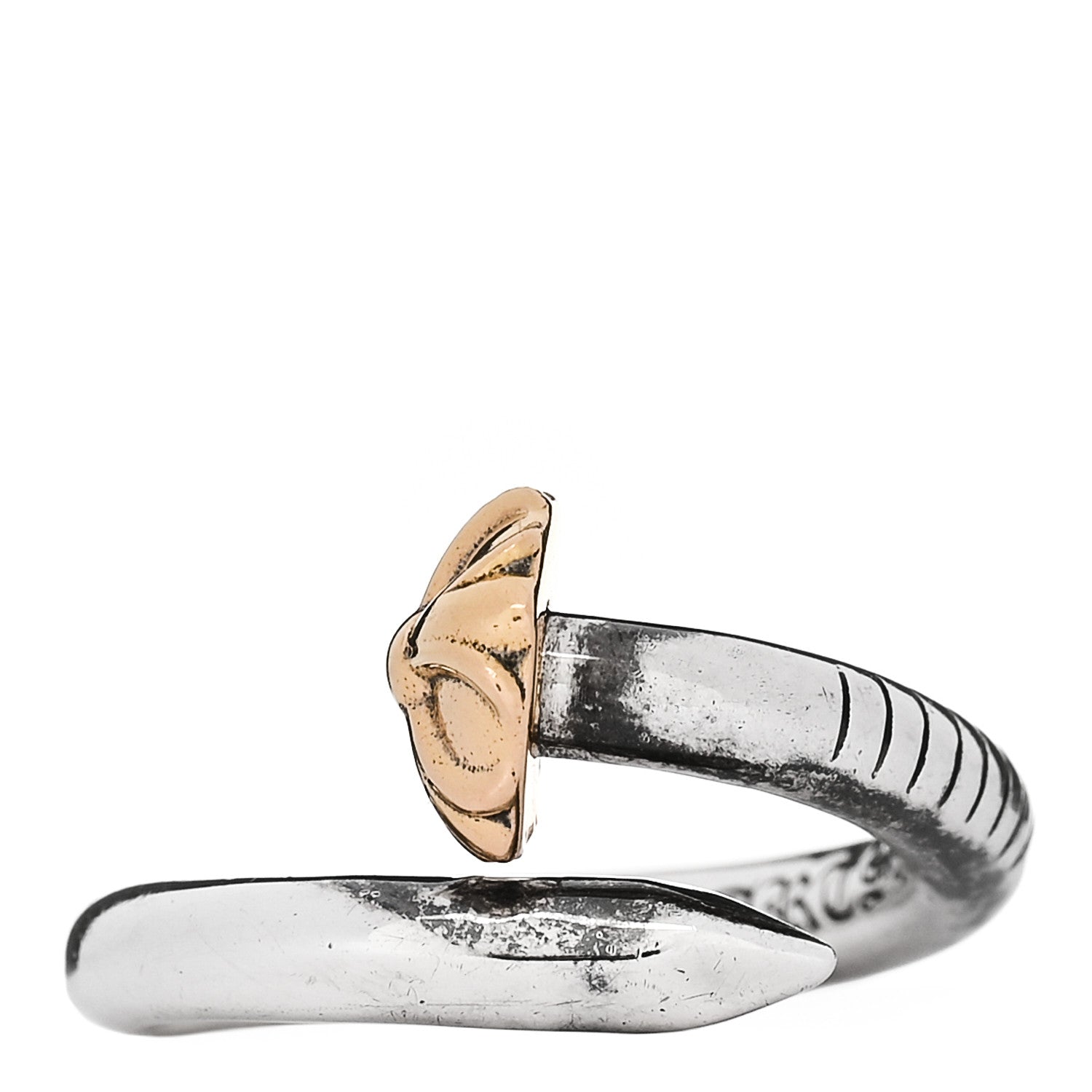 chromehearts ネイルリング Chrome Hearts Sterling Silver 22K Yellow Gold Cross Ball Nail Ring