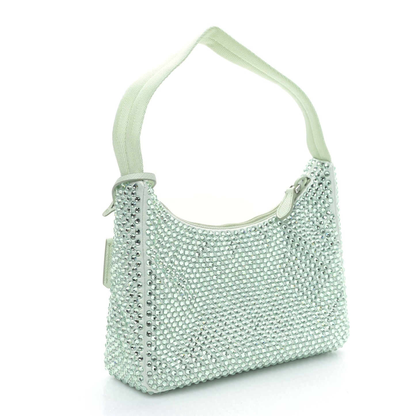 Satin Crystal Mini Re-Edition 2000 Bag Acqua