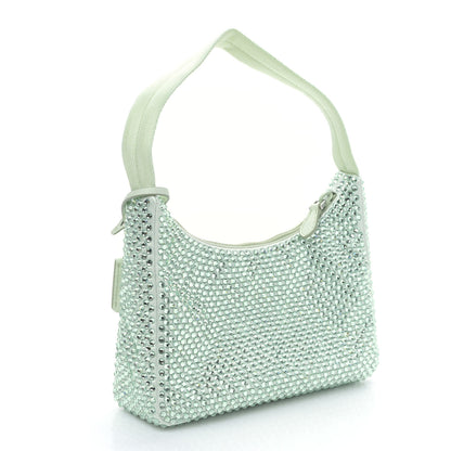 Prada Satin Crystal Mini Re-Edition 2000 Bag Acqua 3 of 8