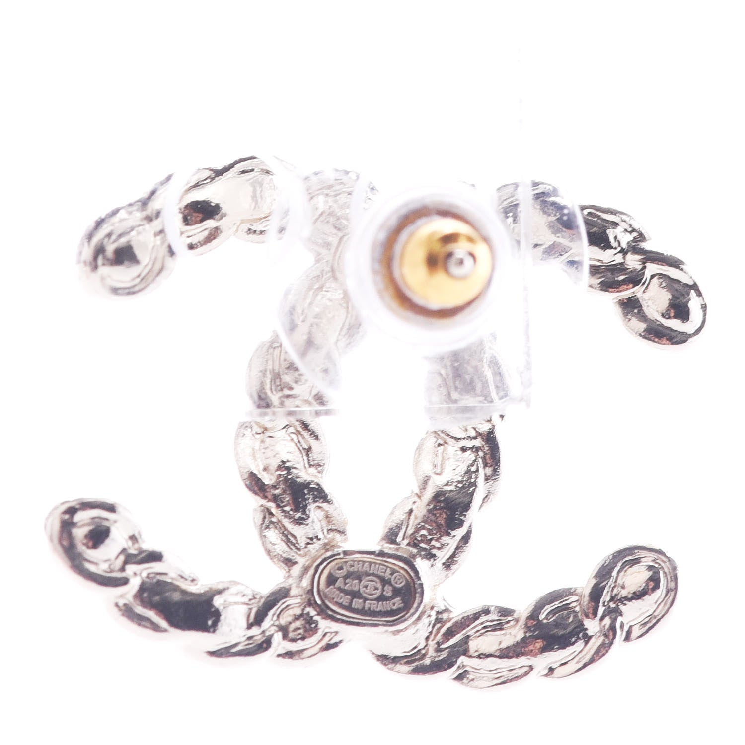 Chanel Enamel Metal Chain French New Wave CC Earrings Black Gold 3 of 4