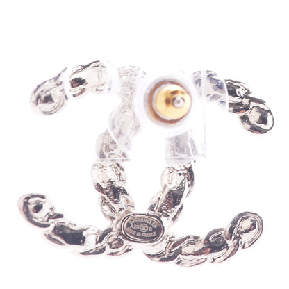 Chanel Enamel Metal Chain French New Wave CC Earrings Black Gold 3 of 4