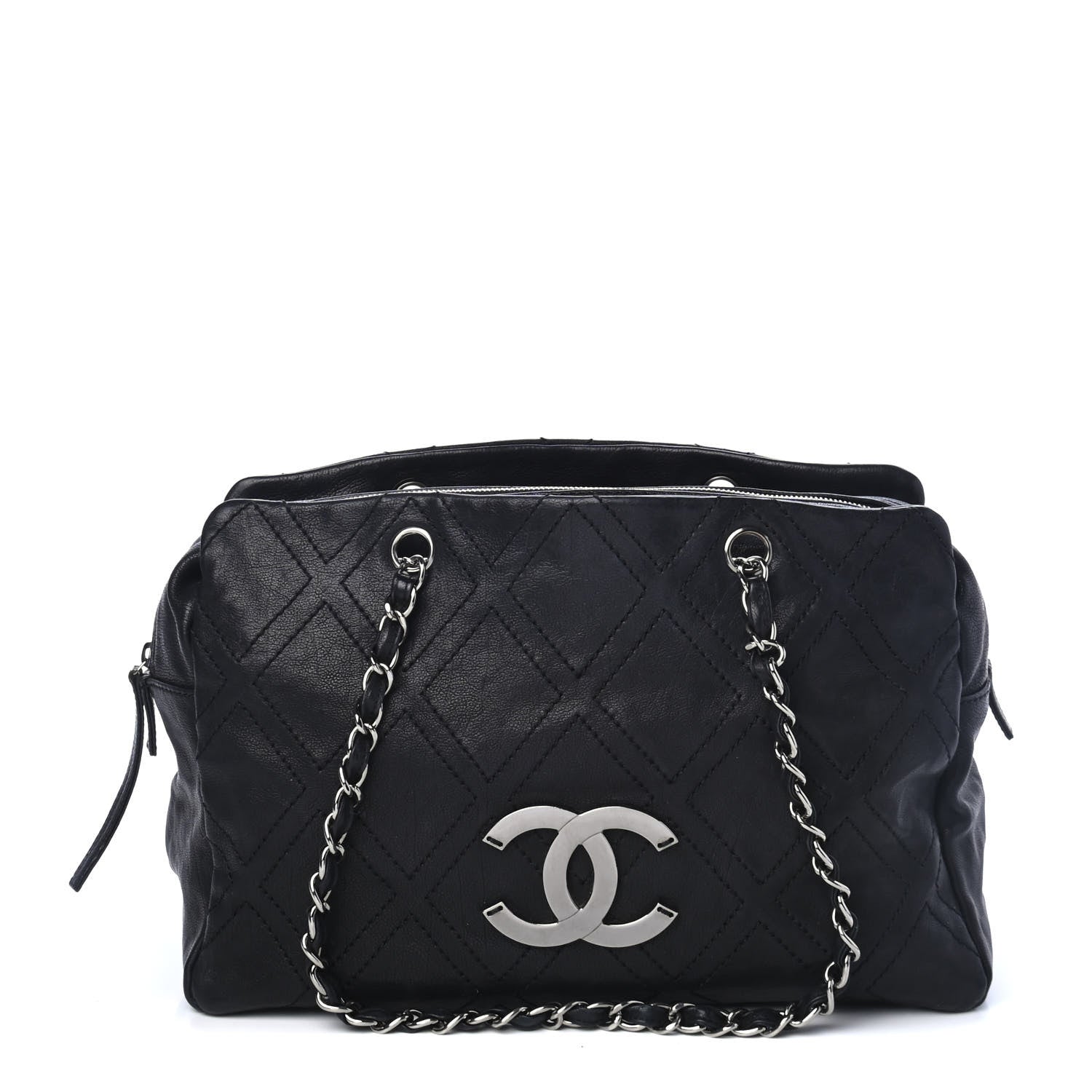 Chanel Calfskin Large Diamond Stitch Tote Black 1 of 4