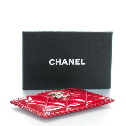 Chanel Patent Quilted Brilliant Card Holder Red 4 of 8