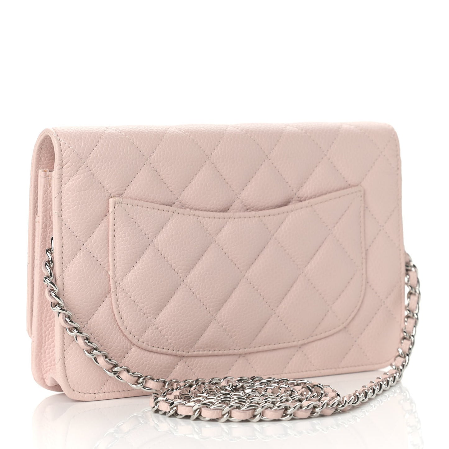 Caviar Quilted Wallet On Chain WOC Light Pink