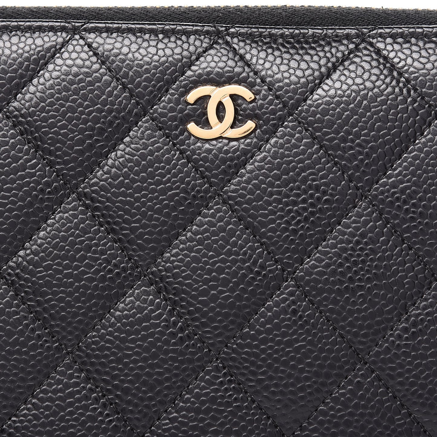 Caviar Quilted Large Zip Around Organizer Wallet Black