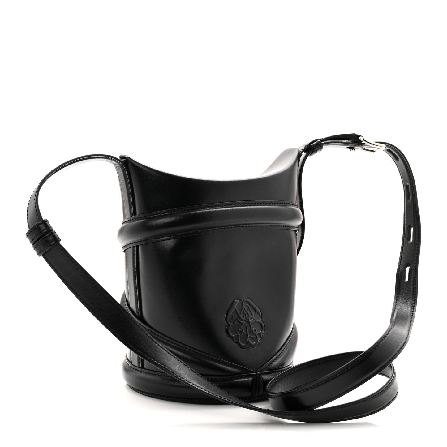 Calfskin The Curve Small Shoulder Bag Black