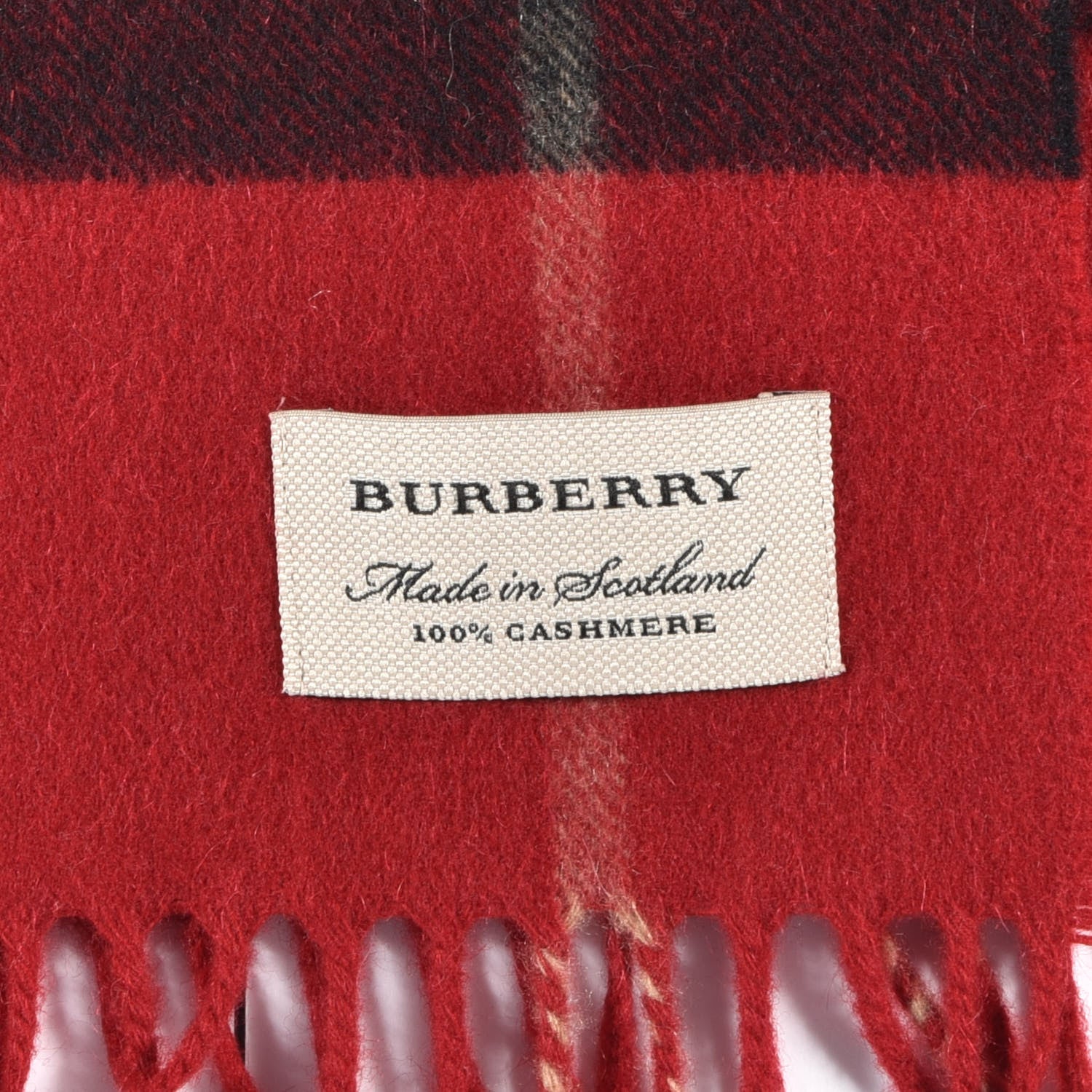 Burberry Cashmere Giant Check Fringe Scarf Parade Red 3 of 3