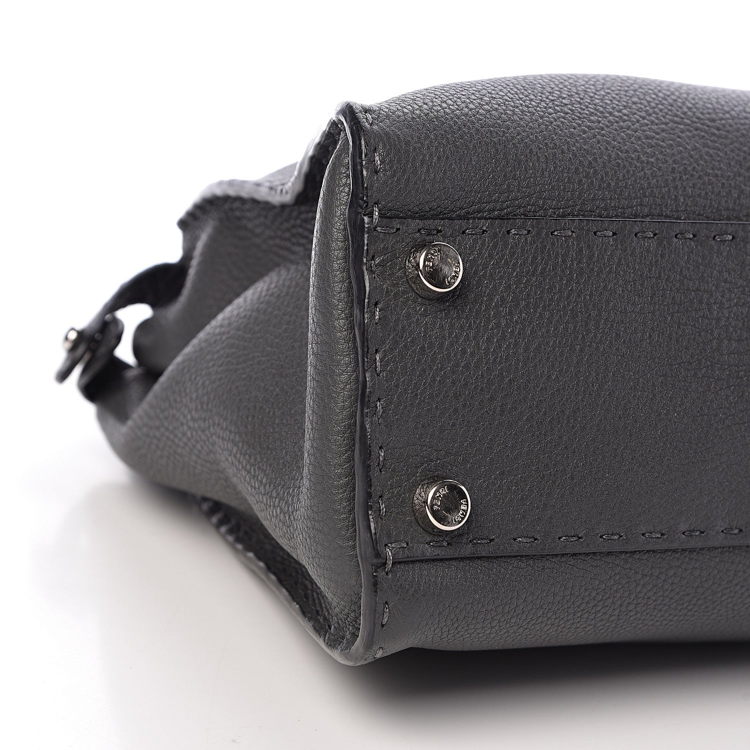 Fendi Cuoio Romano Selleria Bi-Color Medium Peekaboo Iconic Satchel Asfalto Latte 12 of 14