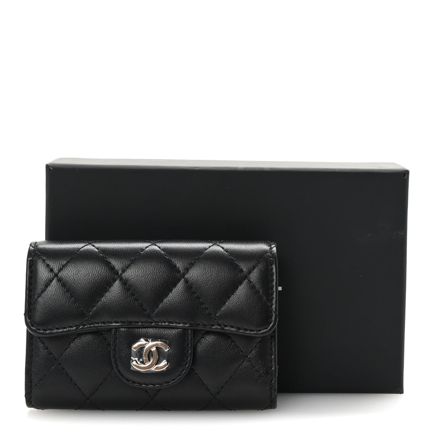 Lambskin Quilted Classic 4 Key Holder Wallet Black