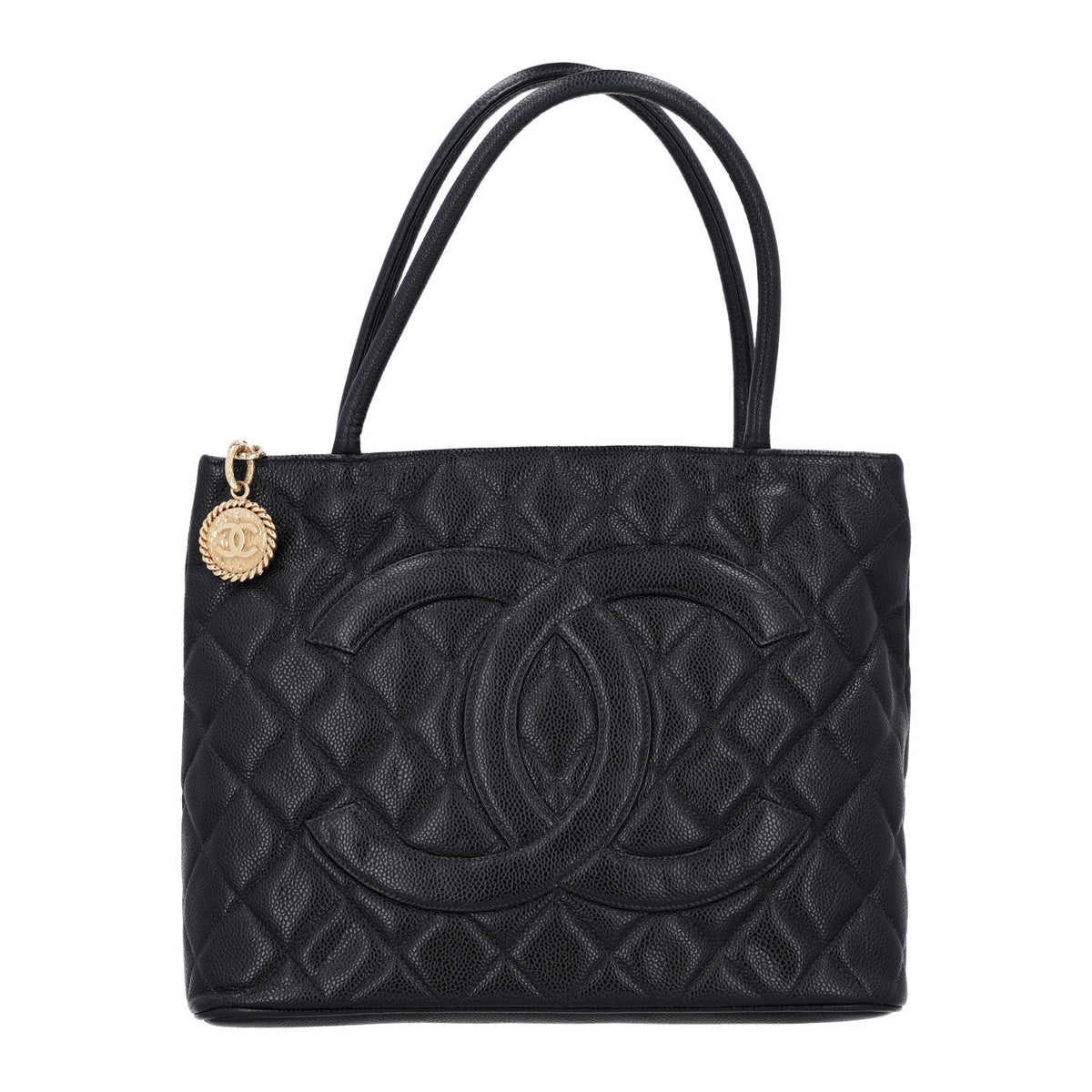 Caviar Quilted Medallion Tote Black