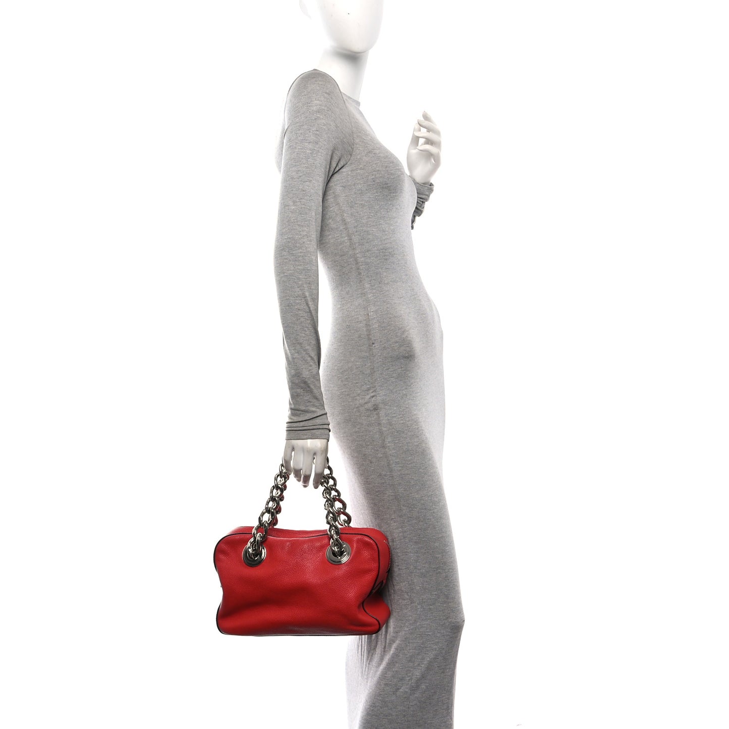 Vitello Daino Chain Satchel Bag Lacca