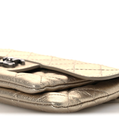 Chanel Metallic Calfskin Quilted Flap Clutch With Chain Light Gold 10 of 10