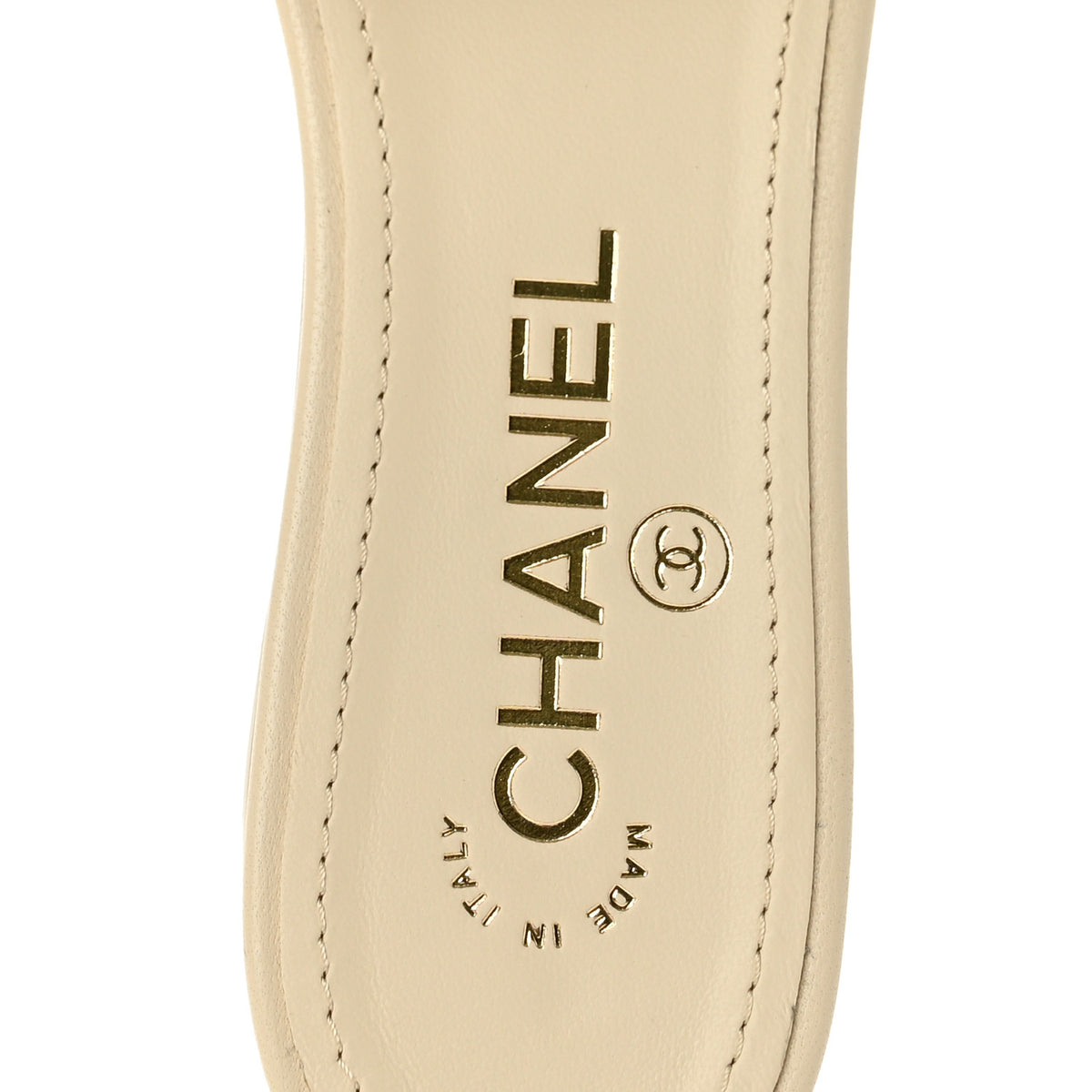 Lambskin Pearl Crystal CC Mules Sandals 36 Light Beige White