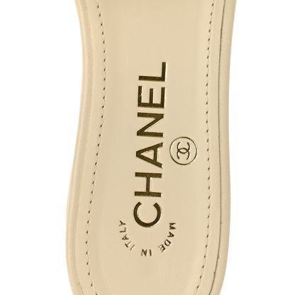 Chanel Lambskin Pearl Crystal CC Mules Sandals 36 Light Beige White 8 of 11