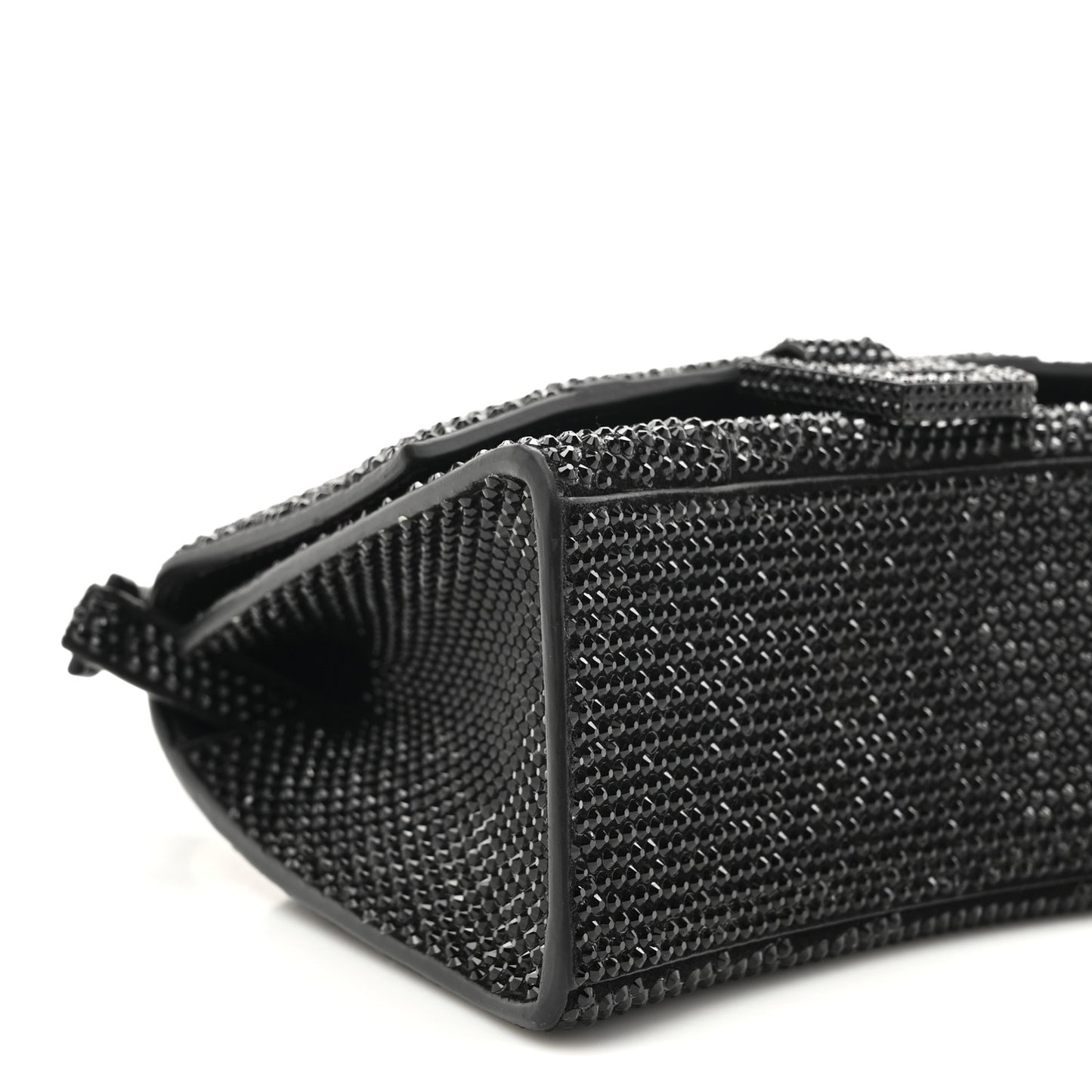 Strass Suede Hourglass Top Handle Bag XS Black Jet