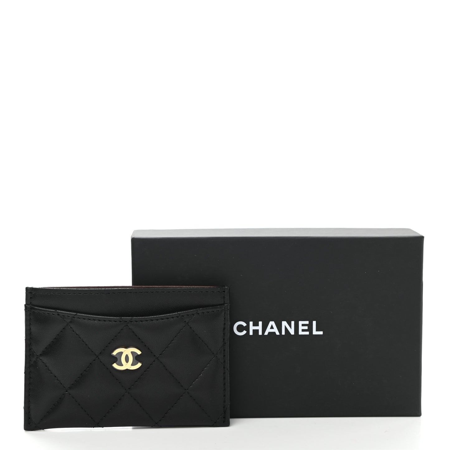 Lambskin Quilted Card Holder Black
