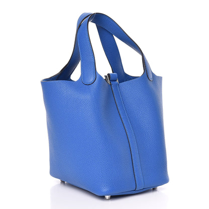 Hermes Taurillon Clemence Picotin Lock 18 PM Bleu Zellige 3 of 11