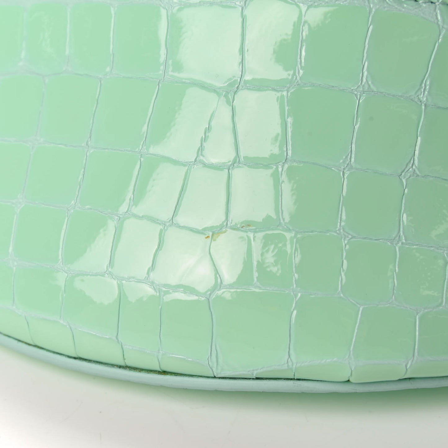 Shiny Calfskin Crocodile Embossed XXS Souvenir Belt Bag Green