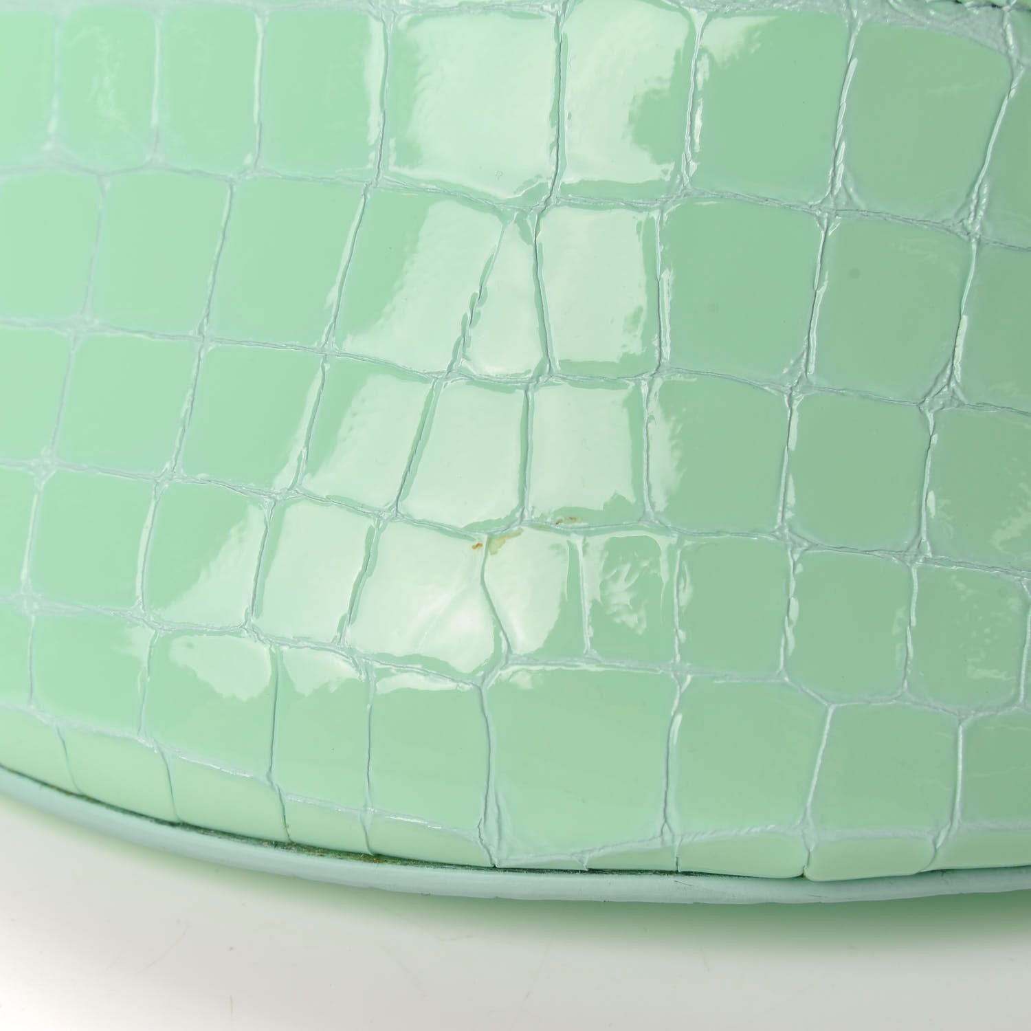 Balenciaga Shiny Calfskin Crocodile Embossed XXS Souvenir Belt Bag Green 10 of 11