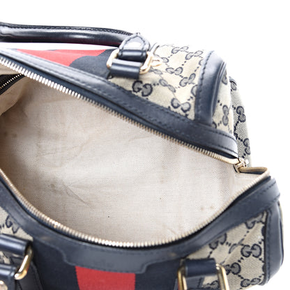 Gucci Monogram Vintage Web Small Boston Navy 4 of 19