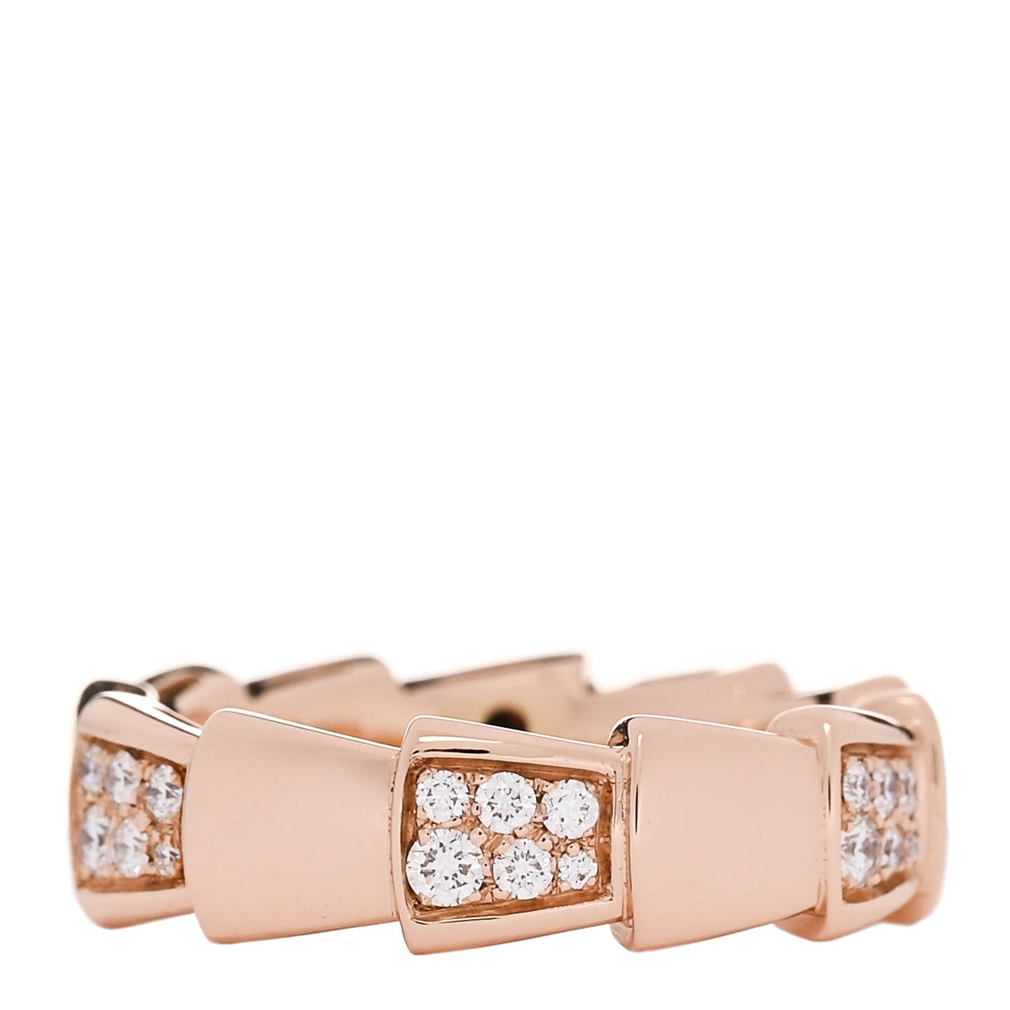 18K Rose Gold Diamond 6mm Serpenti Viper Band Ring 52 6