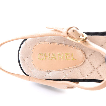 Chanel Lambskin Camellia Thong Sandals 39 Beige Black 7 of 8