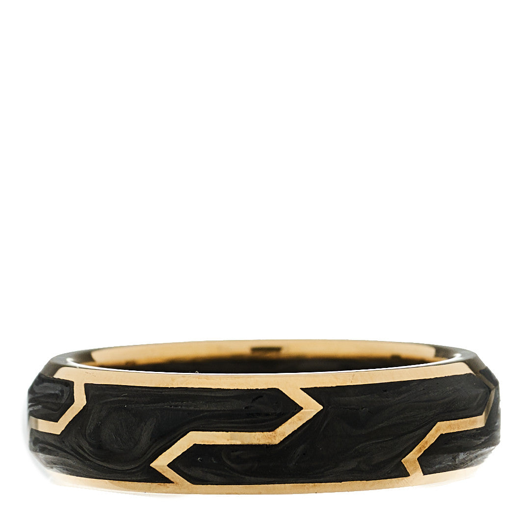 David Yurman 18K Yellow Gold 6mm Forged Carbon Band Ring 58 8.5 3 of 5