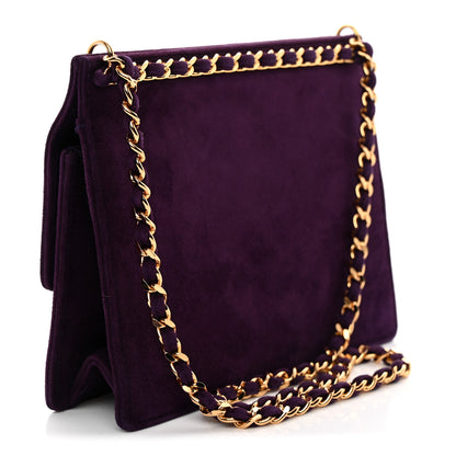 Chanel Suede CC Flap Clutch With Chain Purple 3 of 10