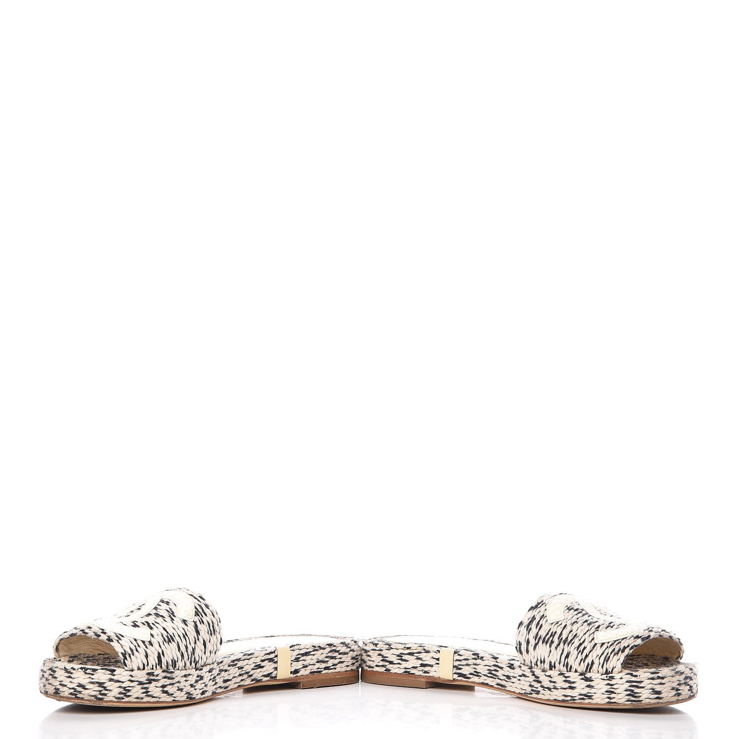 Chanel Cord CC Espadrille Slip On Sandals 38 Beige Black 6 of 18