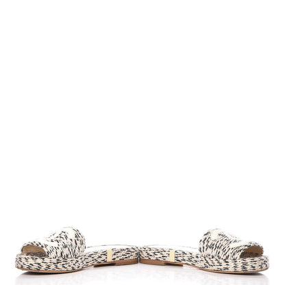 Chanel Cord CC Espadrille Slip On Sandals 38 Beige Black 6 of 18